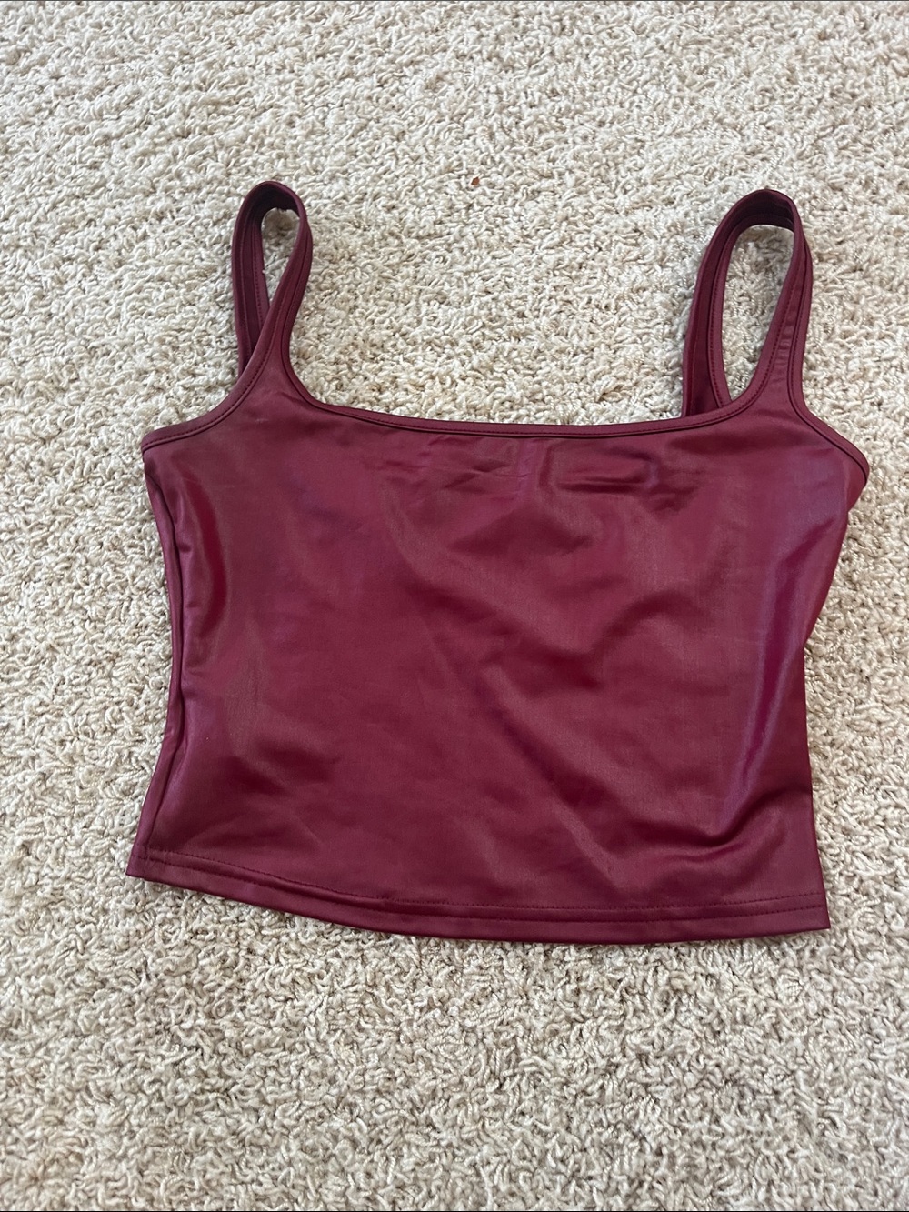 SHEIN Maroon Square Neck Crop Tank